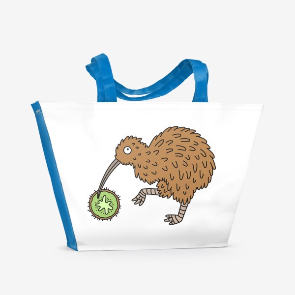 Пляжная сумка &laquo;Смешная птица киви с фруктом киви&raquo;