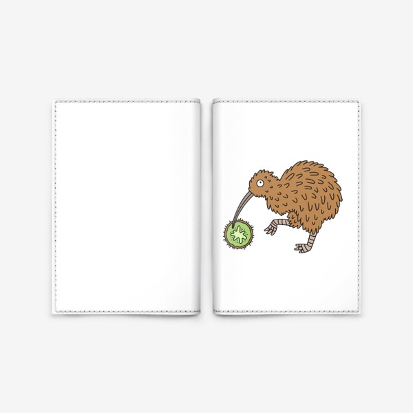 Обложка для паспорта «Смешная птица киви с фруктом киви»