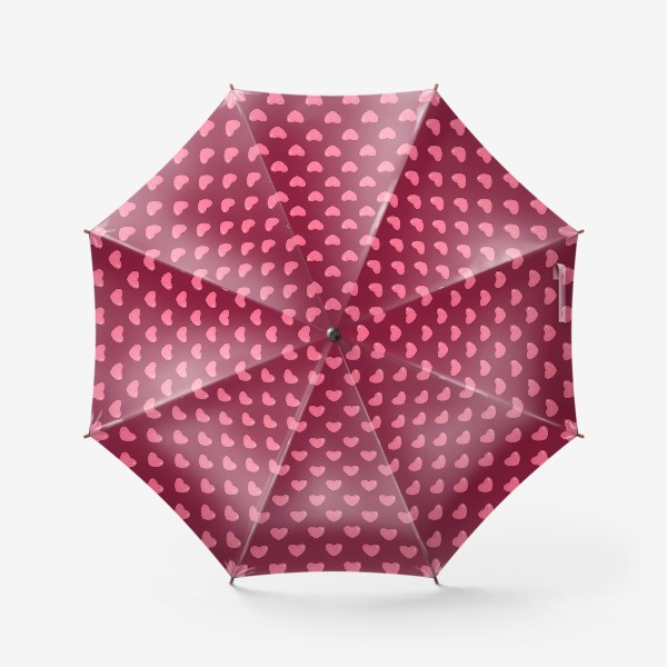 Зонт «Розовые объёмные текстурные блестящие сердца или сердечки. Принт с сердцами с розовыми сердечками»