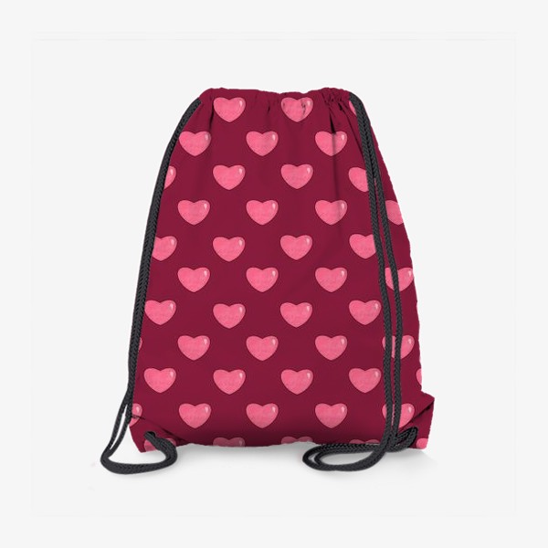 Рюкзак «Розовые объёмные текстурные блестящие сердца или сердечки. Принт с сердцами с розовыми сердечками»