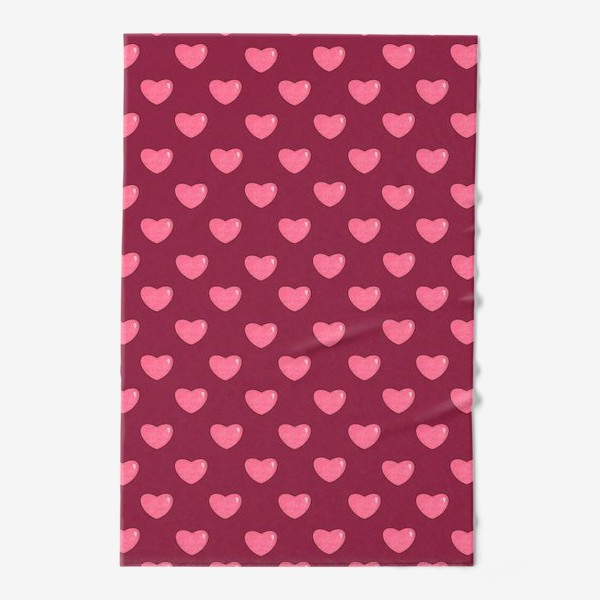 Полотенце &laquo;Розовые объёмные текстурные блестящие сердца или сердечки. Принт с сердцами с розовыми сердечками&raquo;