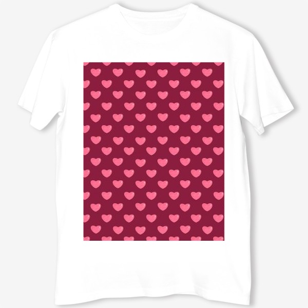 Футболка &laquo;Розовые объёмные текстурные блестящие сердца или сердечки. Принт с сердцами с розовыми сердечками&raquo;