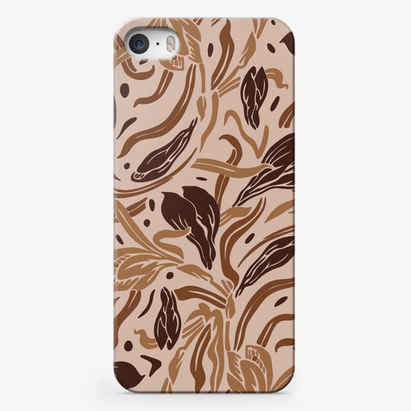 Чехол iPhone «Кофейные крокусы, паттерн»