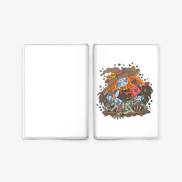 Обложка для паспорта «Девочка ведьма поливает свой огород с грибами»
