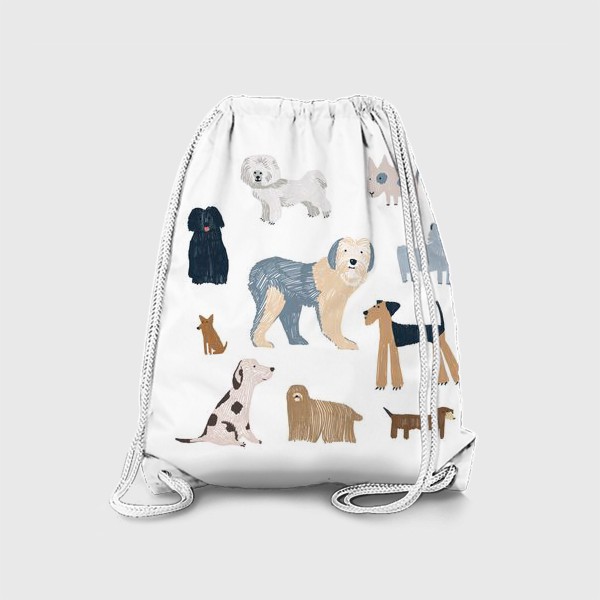 Рюкзак «Нарисованный вручную набор со стильными собаками разных пород и размеров. Домашние животные, питомцы»