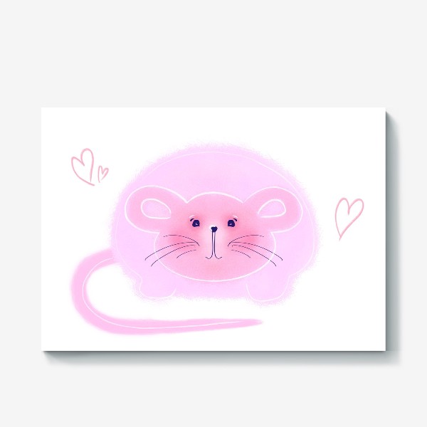 Холст «Милая розовая мышка»