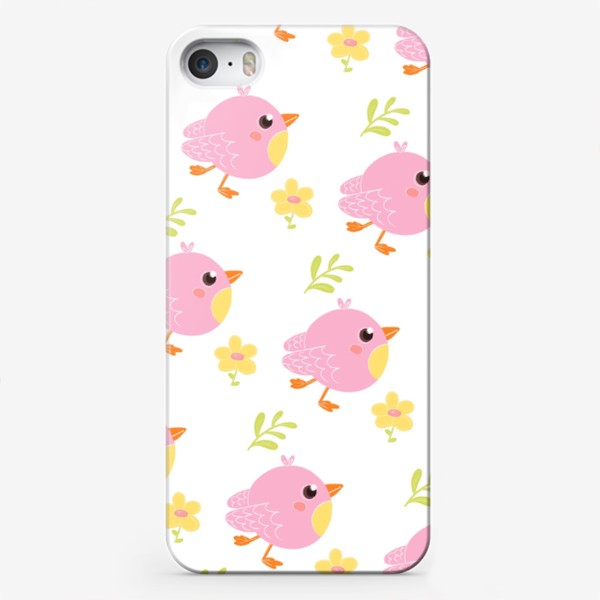 Чехол iPhone «Детский принт - лето и птички»