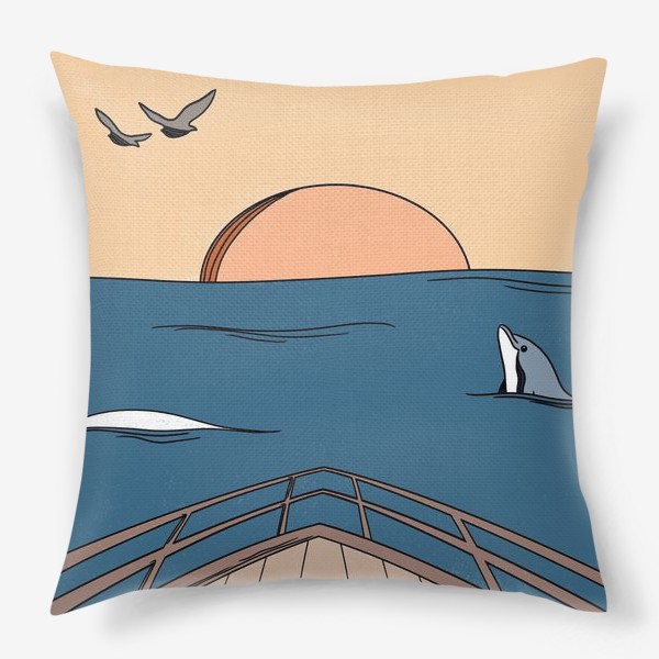 Подушка &laquo;Закат над морем. Вид с яхты&raquo;