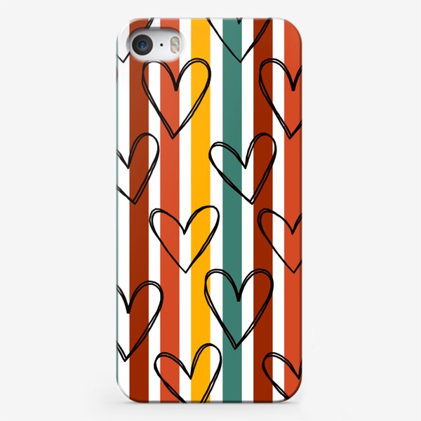 Чехол iPhone «Сердца на цветном фоне»