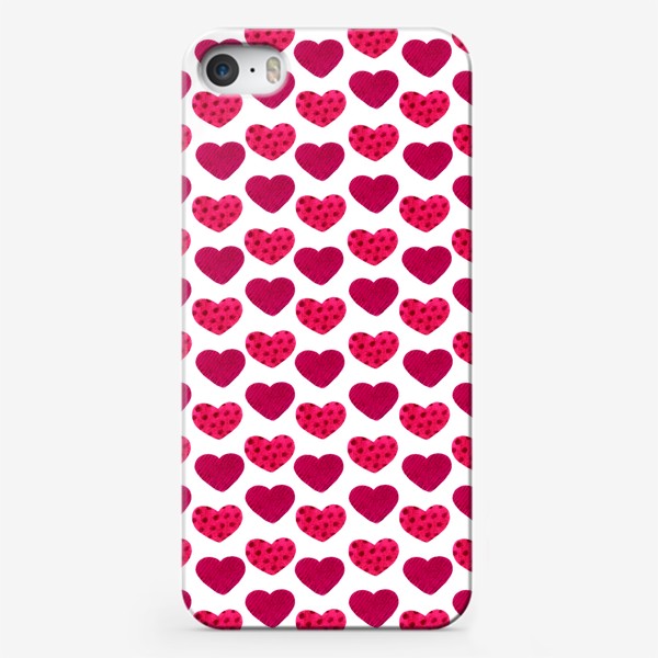 Чехол iPhone «Паттерн красные сердечки»