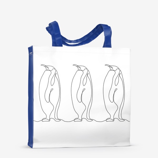 Сумка-шоппер «три пингвина. Минимализм. Монолиния»