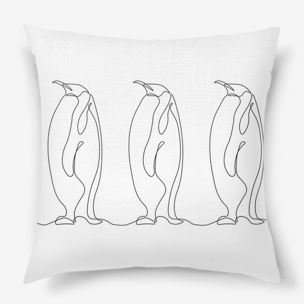 Подушка «три пингвина. Минимализм. Монолиния»