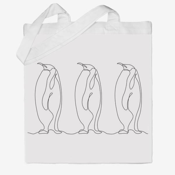 Сумка хб &laquo;три пингвина. Минимализм. Монолиния&raquo;