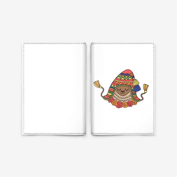 Обложка для паспорта «Милая лама в вязаной шапочке»