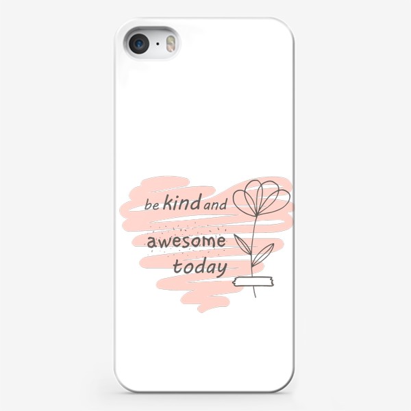 Чехол iPhone «прозрачный нежный цветок, сердце и надпись»