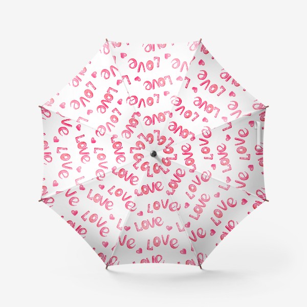 Зонт «Паттерн с надписью love и сердечком»