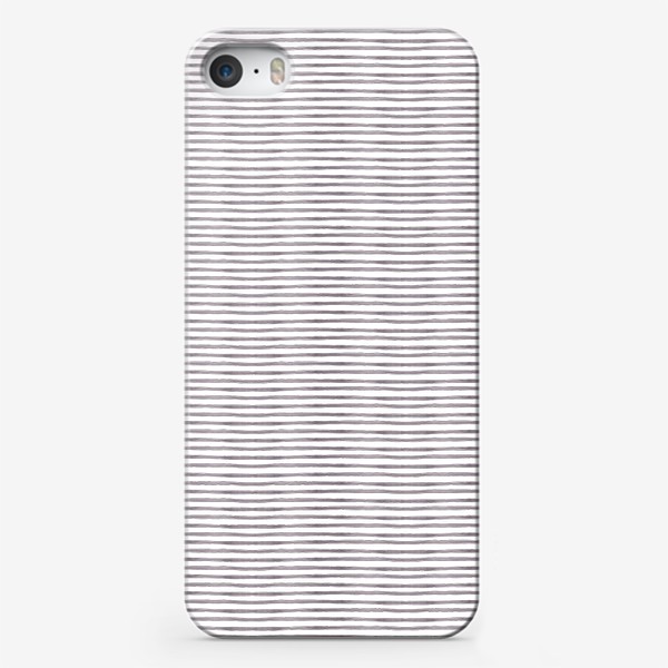 Чехол iPhone «Абстрактный полосатый паттерн "тельняшка". Серые акварельные полоски. Летняя коллекция.»