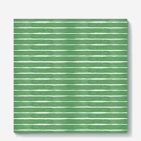 Холст &laquo;Абстрактный полосатый паттерн "тельняшка". Зелёные акварельные полосы. Летняя коллекция.&raquo;
