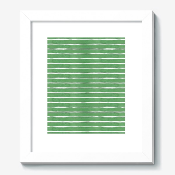 Картина «Абстрактный полосатый паттерн "тельняшка". Зелёные акварельные полосы. Летняя коллекция.»