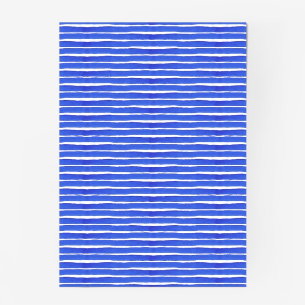 Постер «Абстрактный полосатый паттерн "тельняшка" . Синие акварельные полосы. Летняя коллекция.»