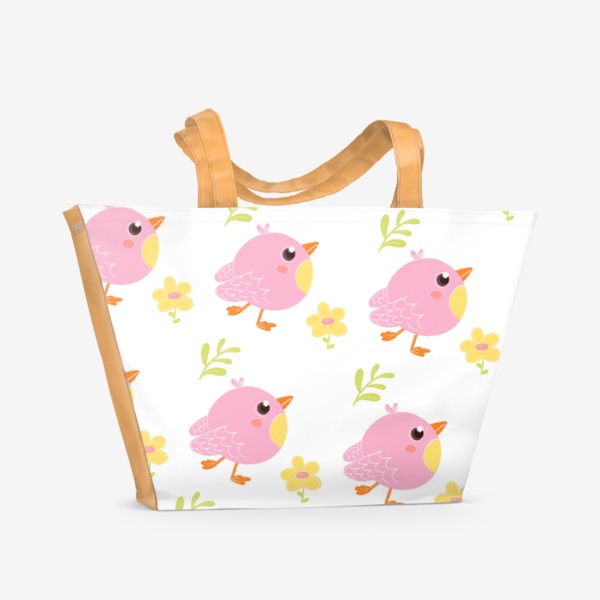 Пляжная сумка «Детский принт - лето и птички»