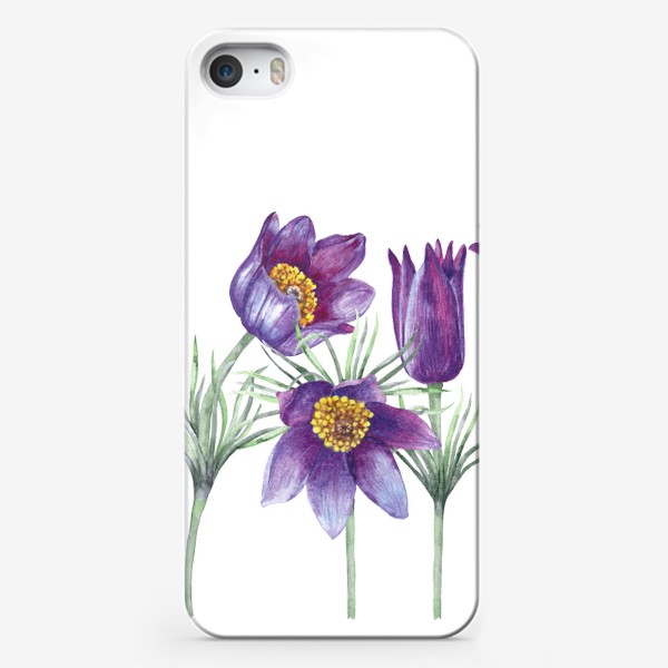 Чехол iPhone «Первые весенние цветы. Фиолетовый подснежник. Лесные первоцветы. »