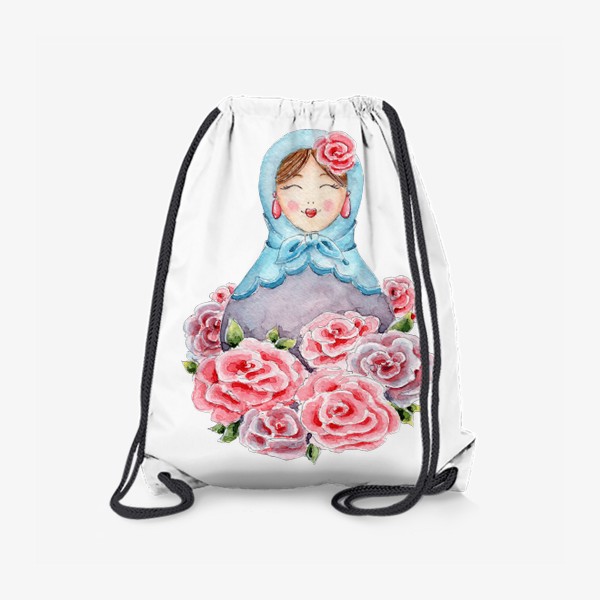 Рюкзак «Матрешка с розами, русская матрёшка, весенние цветы»