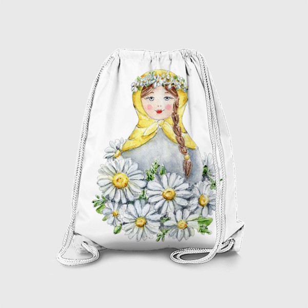 Рюкзак «Матрешка с ромашками, весенние цветы, русская матрешка»