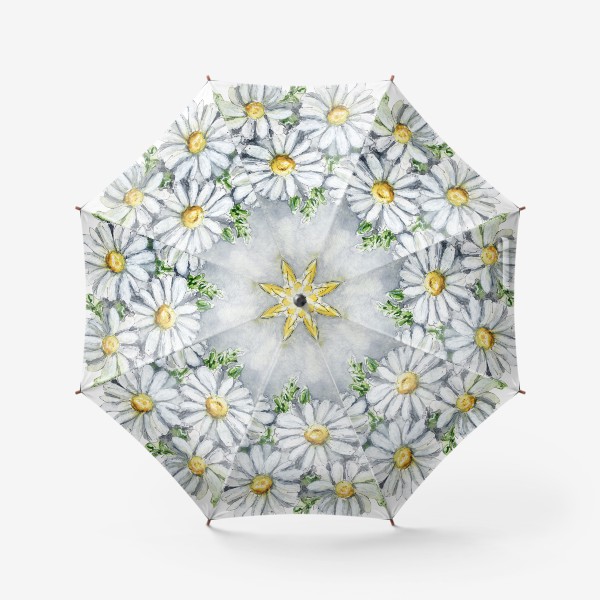 Зонт «Матрешка с ромашками, весенние цветы, русская матрешка»