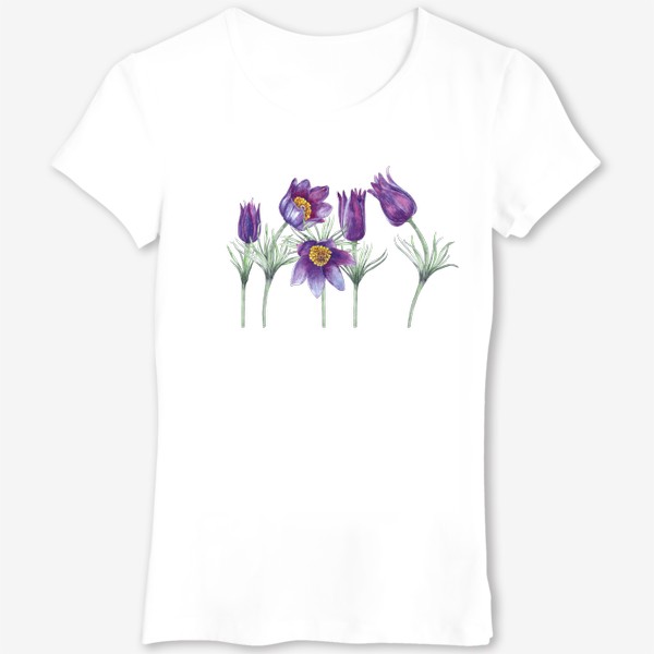 Футболка &laquo;Первые весенние цветы. Фиолетовый подснежник. Лесные первоцветы. &raquo;