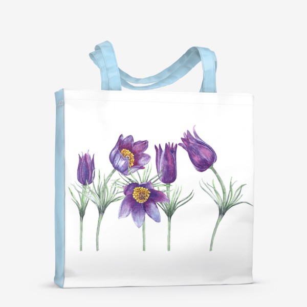 Сумка-шоппер «Первые весенние цветы. Фиолетовый подснежник. Лесные первоцветы. »