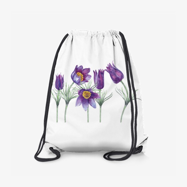 Рюкзак &laquo;Первые весенние цветы. Фиолетовый подснежник. Лесные первоцветы. &raquo;