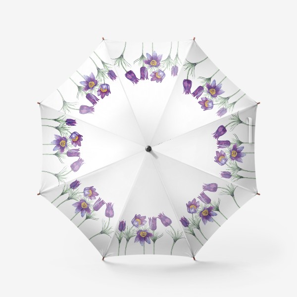 Зонт «Первые весенние цветы. Фиолетовый подснежник. Лесные первоцветы. »