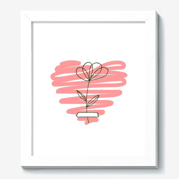 Картина «прозрачный нежный цветок и сердце. минималистичный рисунок»