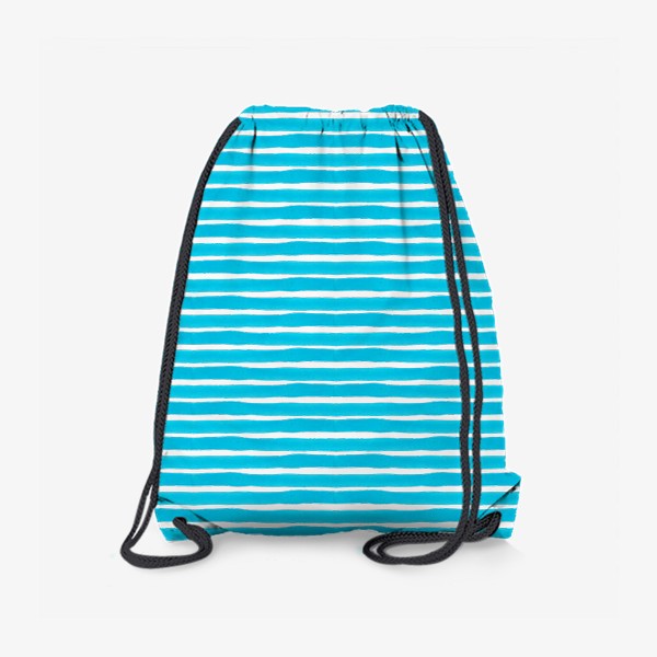 Рюкзак «Абстрактный полосатый паттерн "тельняшка". Голубые акварельные полосы. Летняя коллекция.»