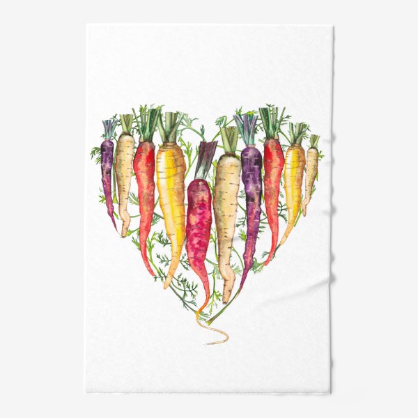 Полотенце «Любовь - морковь. Дачное сердце. 14 февраля. День святого Валентина.»