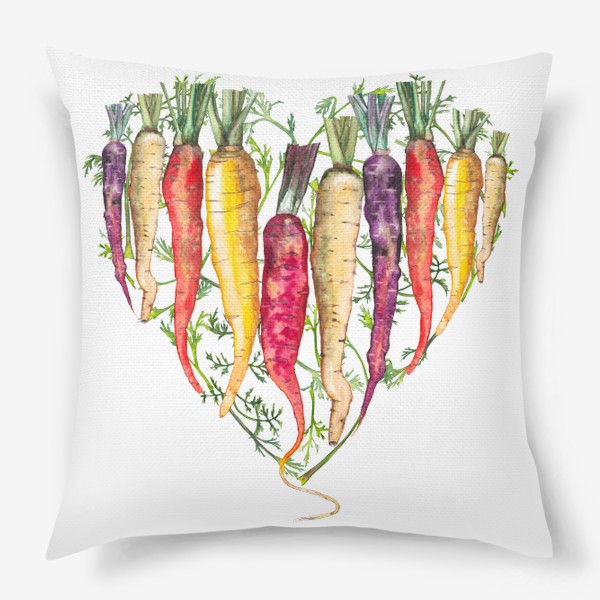 Подушка «Любовь - морковь. Дачное сердце. 14 февраля. День святого Валентина.»