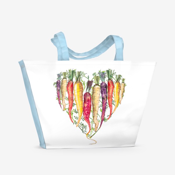 Пляжная сумка «Любовь - морковь. Дачное сердце. 14 февраля. День святого Валентина.»