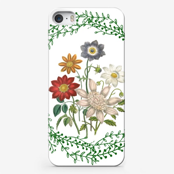Чехол iPhone «Анемоны, ботанический венок»