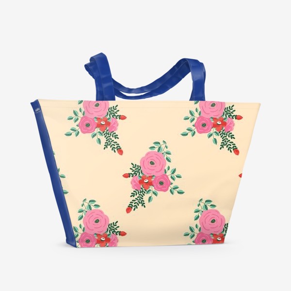 Пляжная сумка «Розовые букеты»