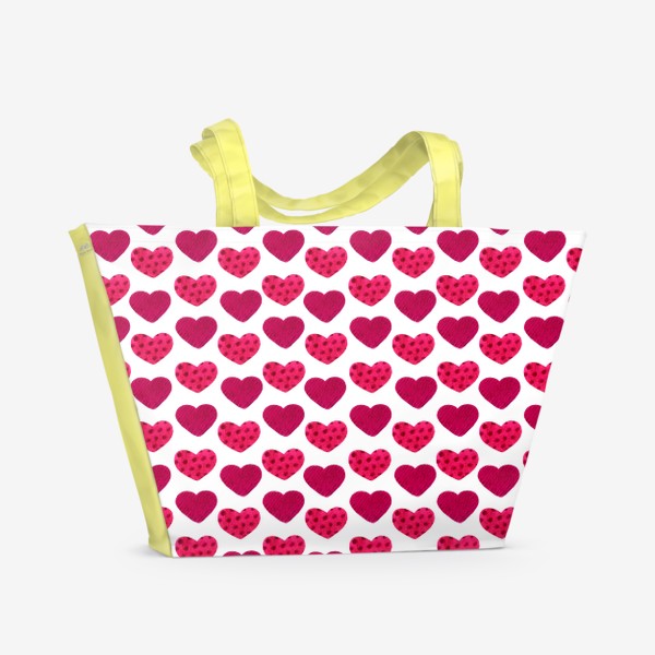 Пляжная сумка «Паттерн красные сердечки»
