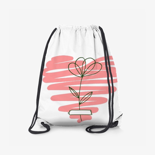 Рюкзак &laquo;прозрачный нежный цветок и сердце. минималистичный рисунок&raquo;