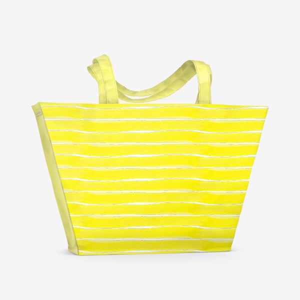 Пляжная сумка &laquo;Абстрактный полосатый паттерн "тельняшка". Жёлтые полоски. Летняя коллекция.&raquo;