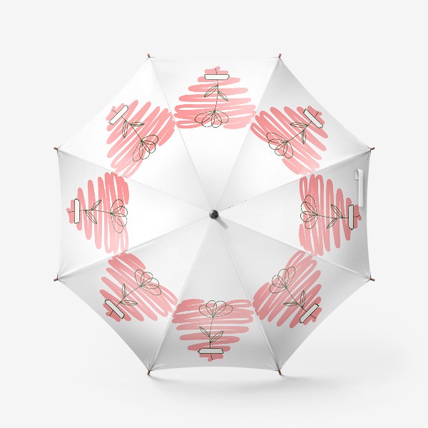 Зонт &laquo;прозрачный нежный цветок и сердце. минималистичный рисунок&raquo;