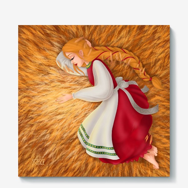 Холст &laquo;Девушка в пшеничном поле &raquo;