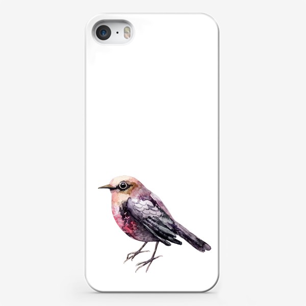Чехол iPhone «Сиреневая птичка. Акварельная птичка.»