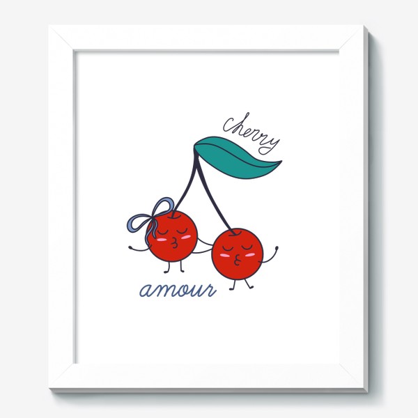Картина «Милые вишни в дудл стиле. Надпись Cherry amour»