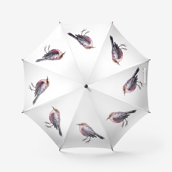 Зонт «Сиреневая птичка. Акварельная птичка.»