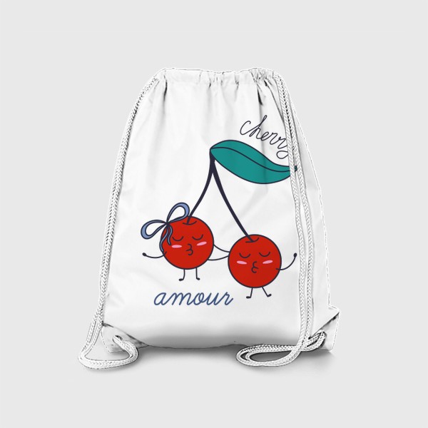 Рюкзак «Милые вишни в дудл стиле. Надпись Cherry amour»
