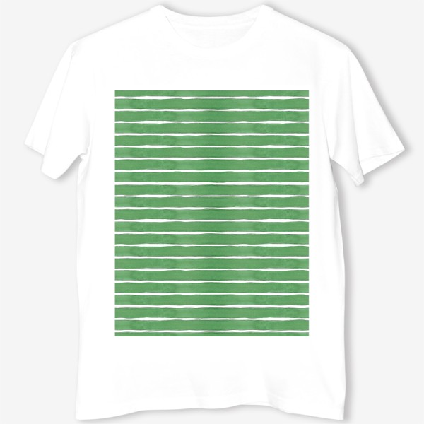 Футболка &laquo;Абстрактный полосатый паттерн "тельняшка". Зелёные акварельные полосы. Летняя коллекция.&raquo;